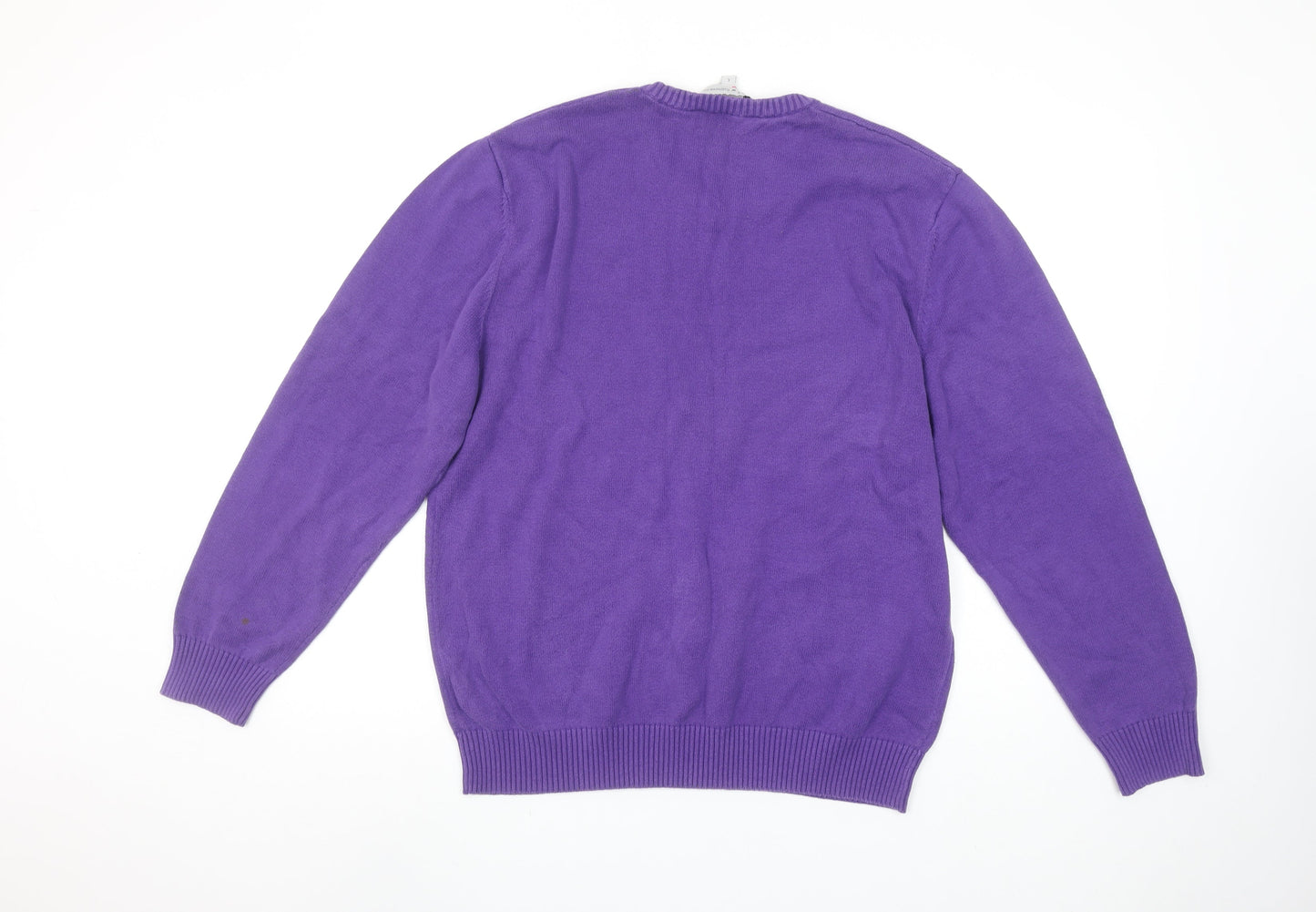 Crew Clothing Co. Men's Purple Cotton V-Neck Jumper L