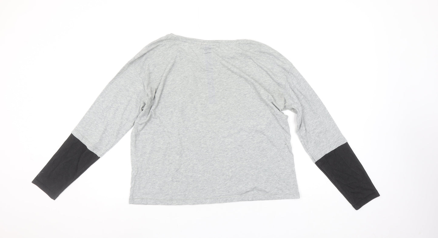 Puma Womens Grey Long Sleeve Logo Pullover Top Size 14
