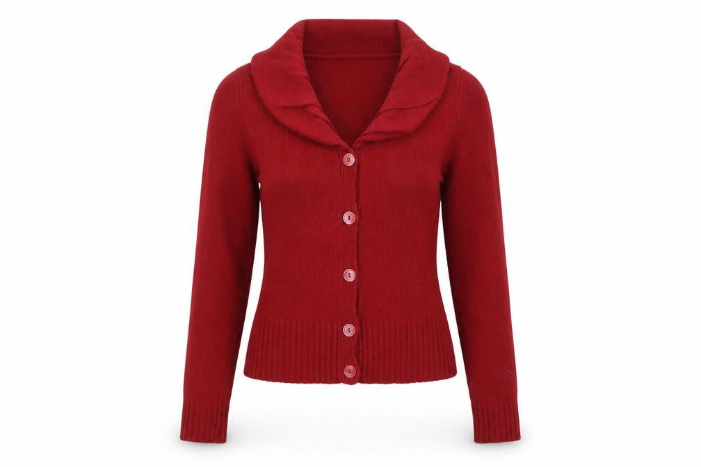 Sarah Spencer Women's Red Lambswool Angora Button Cardigan L