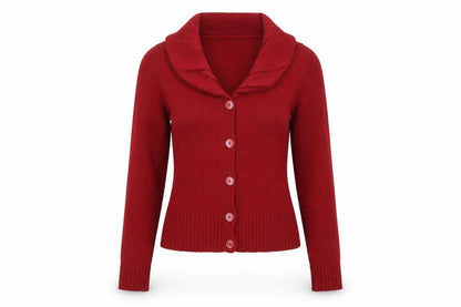 Sarah Spencer Women's Red Lambswool Angora Button Cardigan L