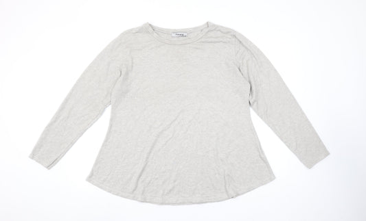 Alexara Womens Grey Long Sleeve Basic Cotton T-Shirt One Size