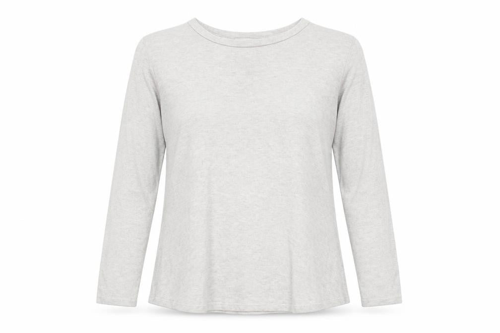 Alexara Womens Grey Long Sleeve Basic Cotton T-Shirt One Size