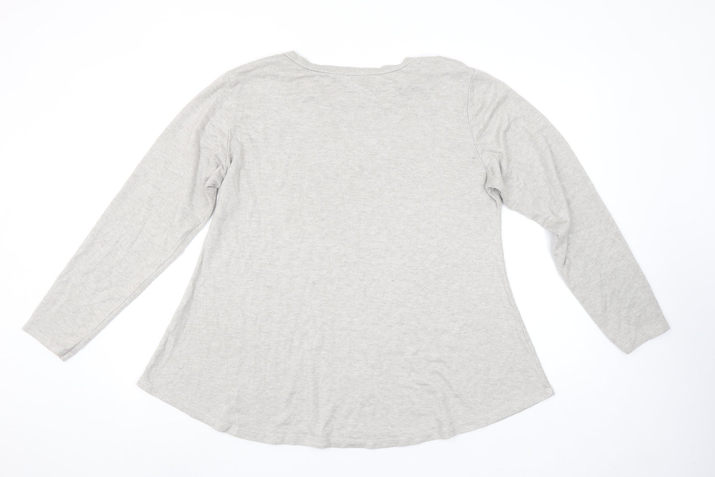Alexara Womens Grey Long Sleeve Basic Cotton T-Shirt One Size
