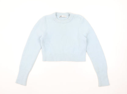 Zara Womens Blue Crew Neck Knit Pullover Jumper Size 12
