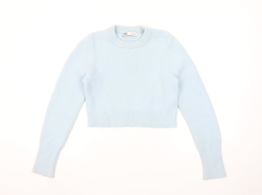 Zara Womens Blue Crew Neck Knit Pullover Jumper Size 12