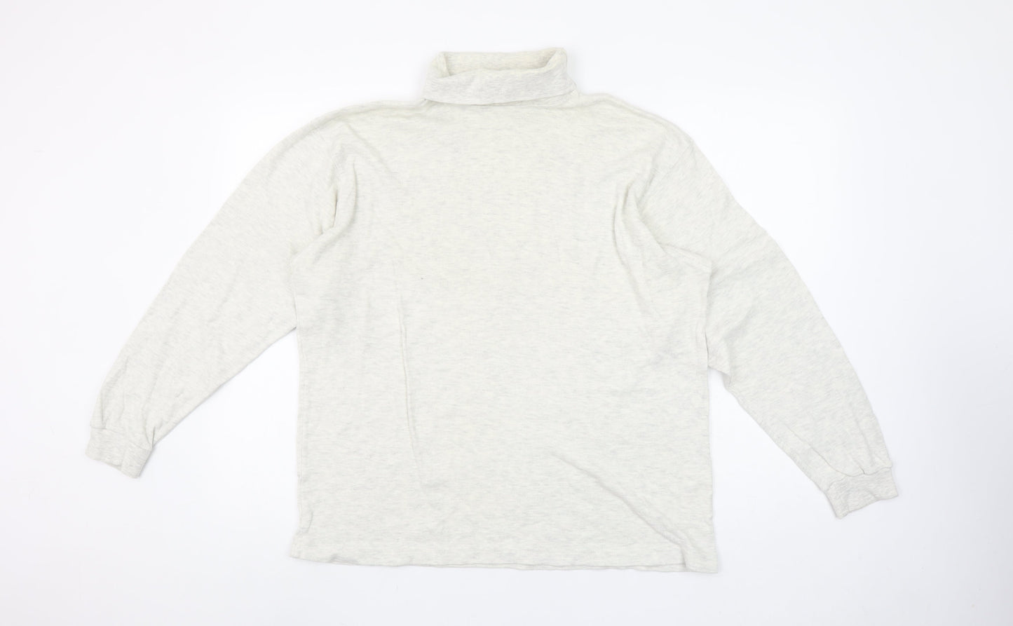 BHS Ivory Roll Neck Long Sleeve Cotton Jersey Top M