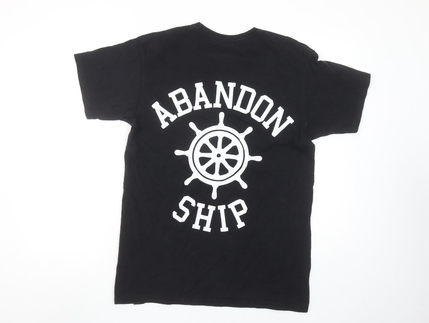 Abandon Ship Men's Black Nautical Graphic Cotton T-Shirt Medium