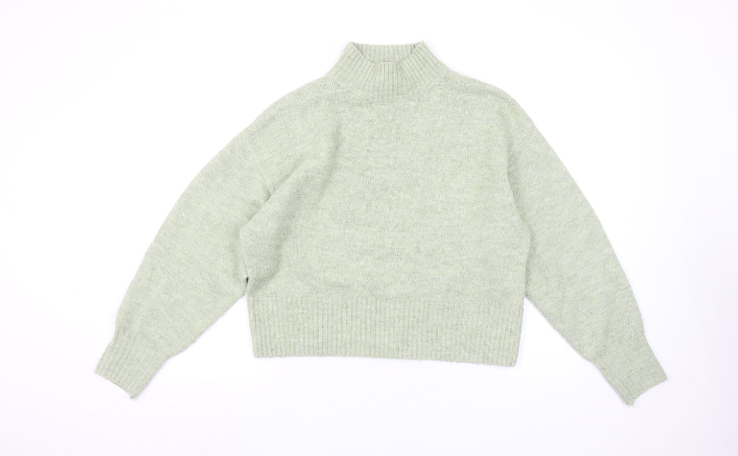 Monki Women's Green Mock Neck Wool Blend Jumper Size S
