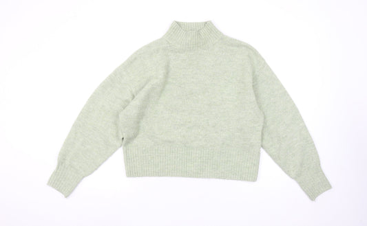 Monki Women's Green Mock Neck Wool Blend Jumper Size S