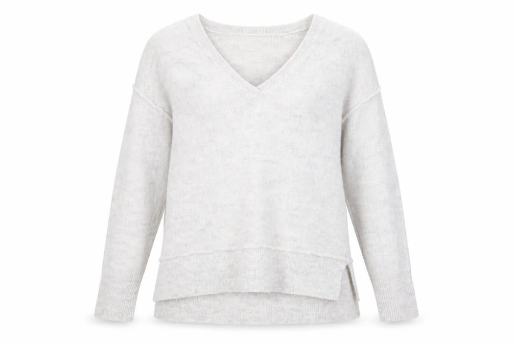Mint Velvet Women's Grey V-Neck Mohair Blend Jumper Size 12