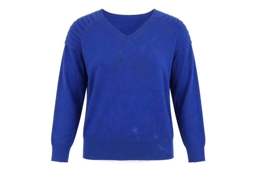 Country Casuals Women Blue V-Neck Long Sleeve Pullover Jumper Size S