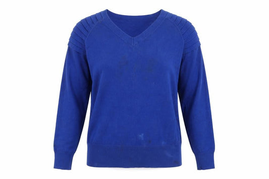 Country Casuals Women Blue V-Neck Long Sleeve Pullover Jumper Size S