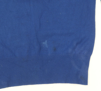 Country Casuals Women Blue V-Neck Long Sleeve Pullover Jumper Size S