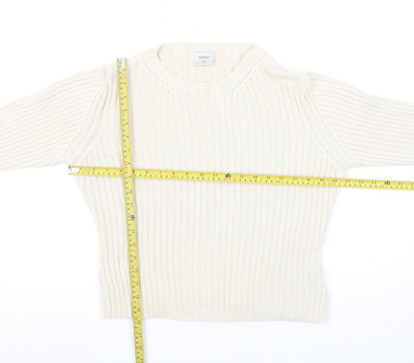 Next Women’s Ivory Ribbed Cotton Knit Jumper Size L