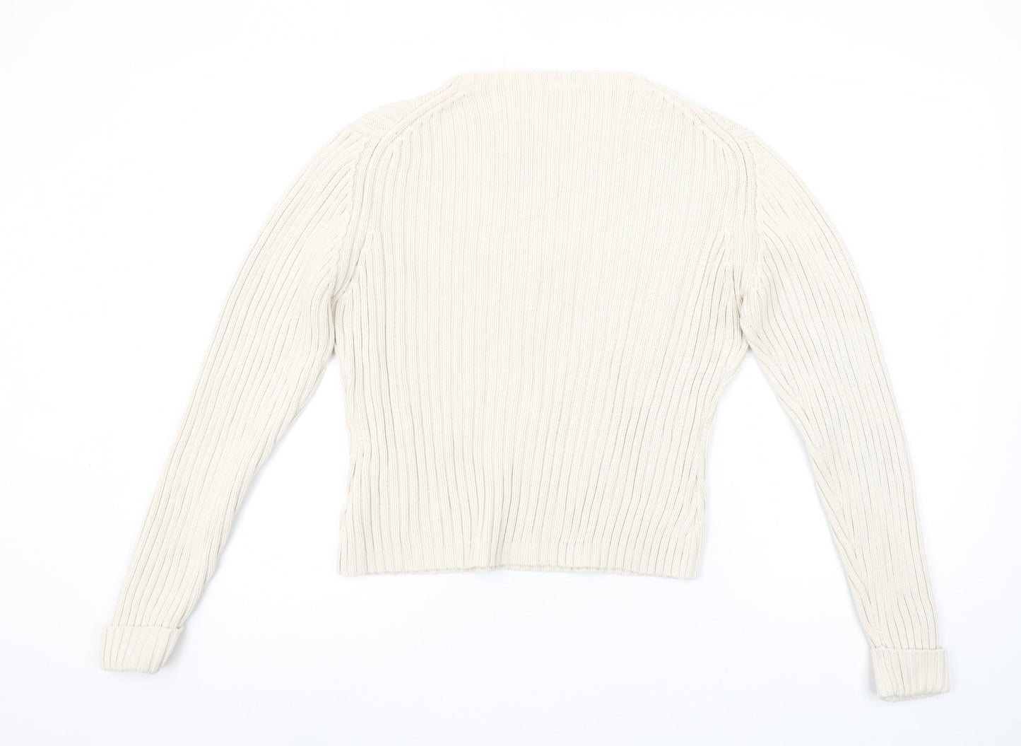 Next Women’s Ivory Ribbed Cotton Knit Jumper Size L