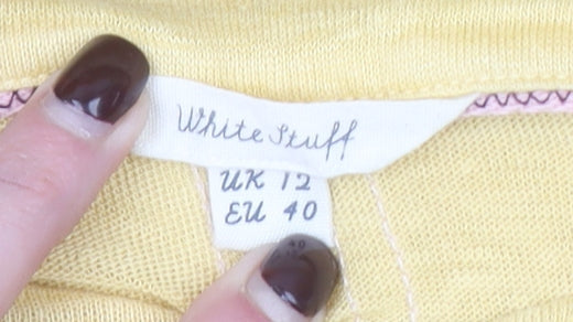White Stuff Women's Yellow Linen Boat Neck 3/4 Sleeve Blouse Size 12