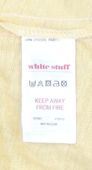 White Stuff Women's Yellow Linen Boat Neck 3/4 Sleeve Blouse Size 12