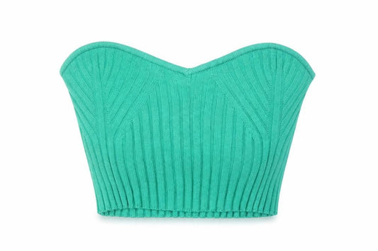 Urban Outfitters Women’s Green Cropped Strapless Ribbed Top Size S