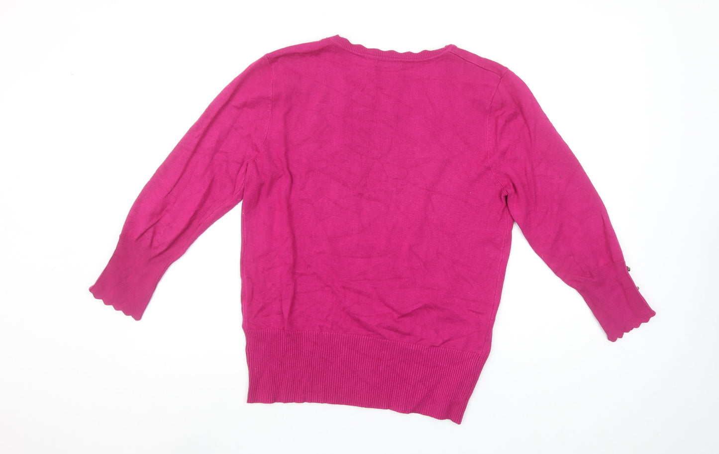 Roman Women’s Pink 3/4 Sleeve Round Neck Pullover Jumper Size 12
