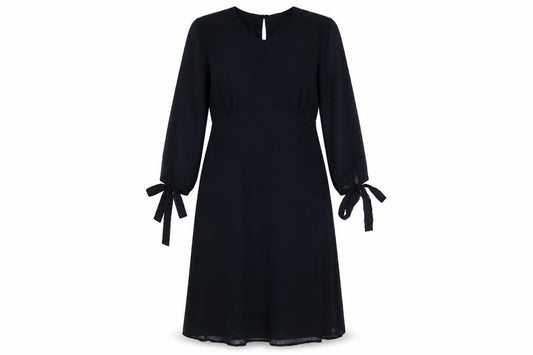 Vila Women Black Shift Knee Length Dress Size S Long Sleeve