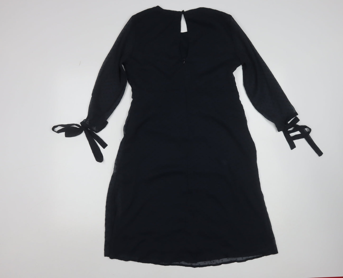 Vila Women Black Shift Knee Length Dress Size S Long Sleeve