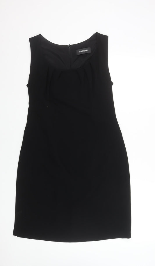 Nicowa Women's Black Sheath Knee Length Sleeveless Dress Size 16