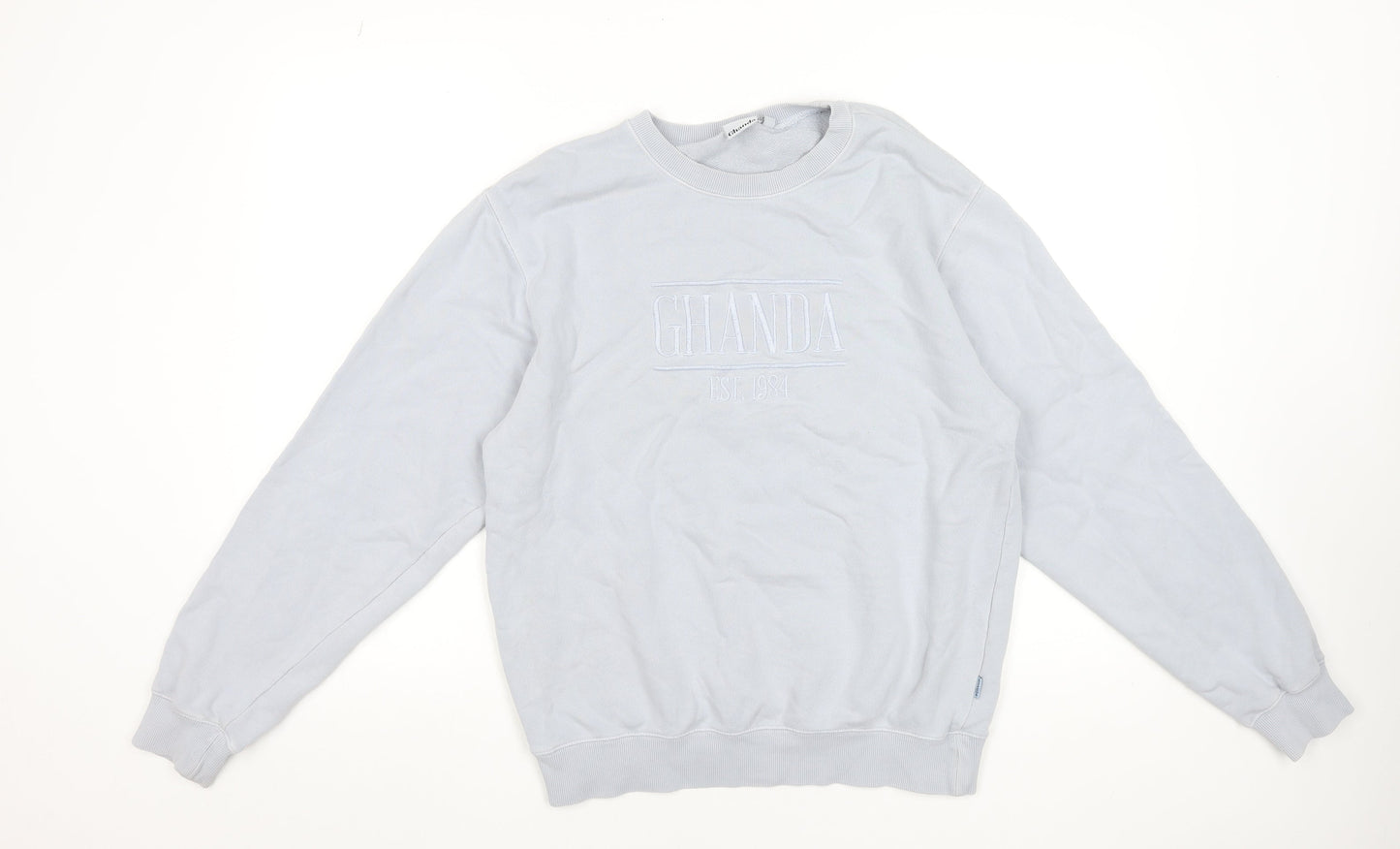 Ghanda Women’s Light Blue Cotton Pullover Sweatshirt Size 10