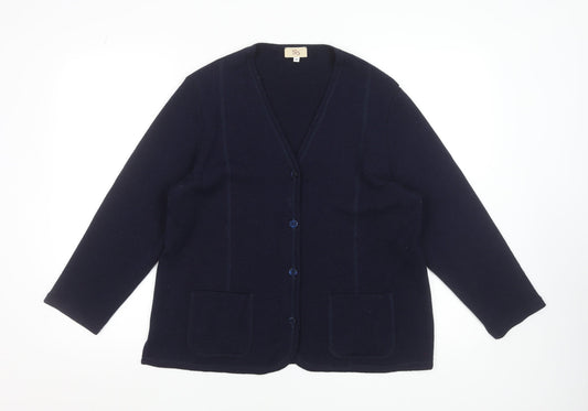 Isis Womens Blue Wool V-Neck Button Cardigan Size M