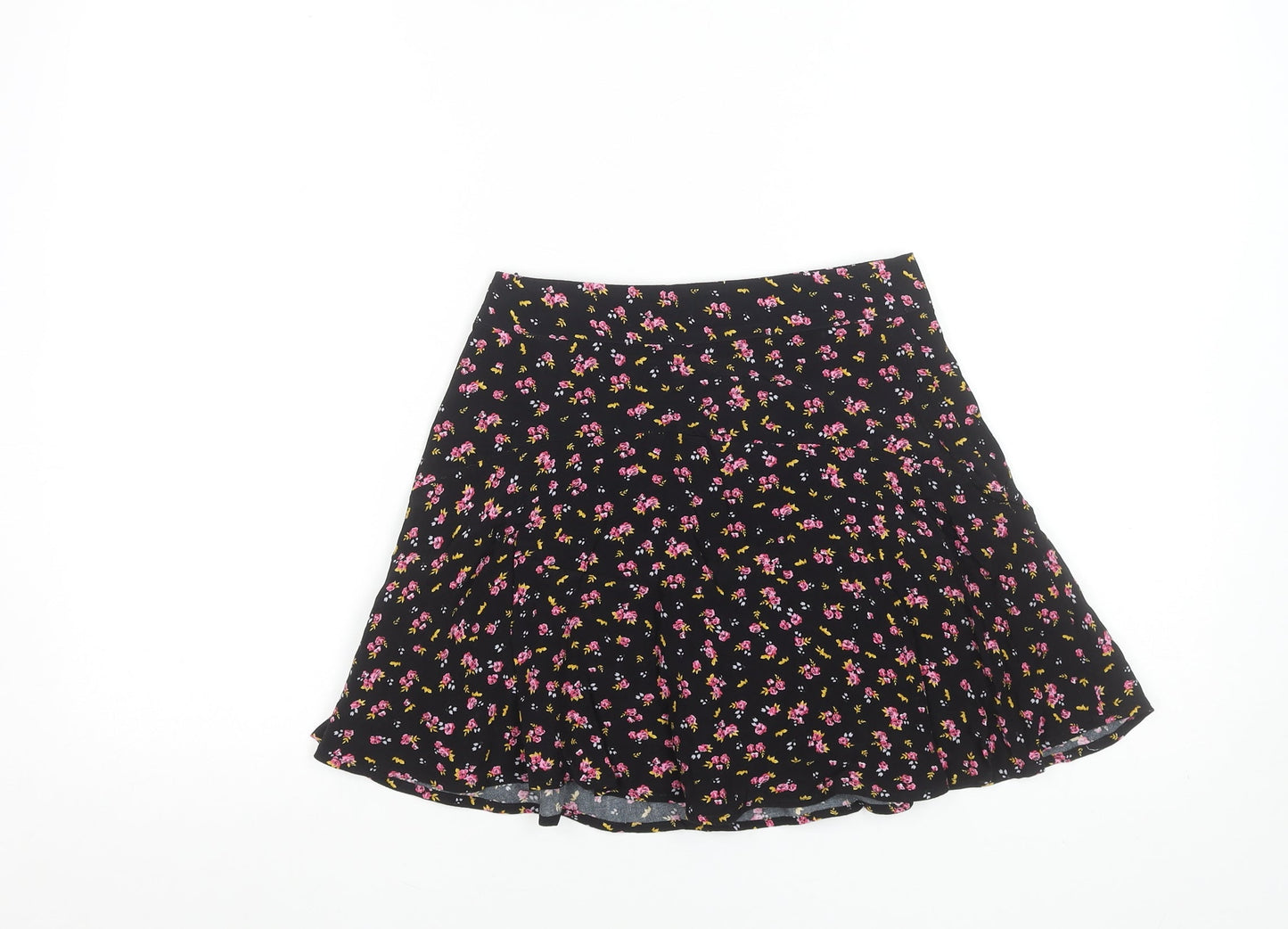 Zara Women’s Black XS A-Line Floral Short Viscose Skirt