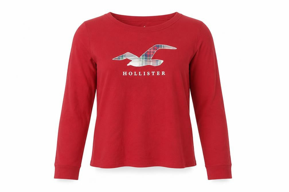 Hollister Women Red Long Sleeve Pyjama Top XS Cotton Blend