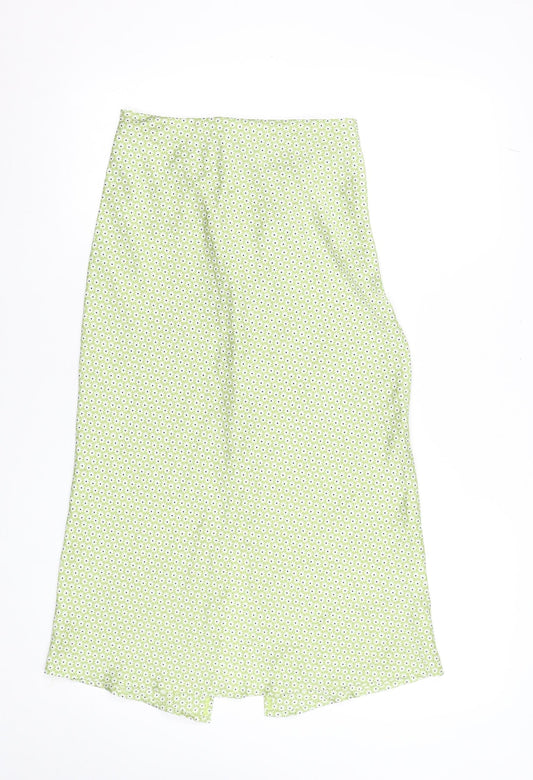 Hollister Womens Green Floral A-Line Midi Skirt XS High Rise