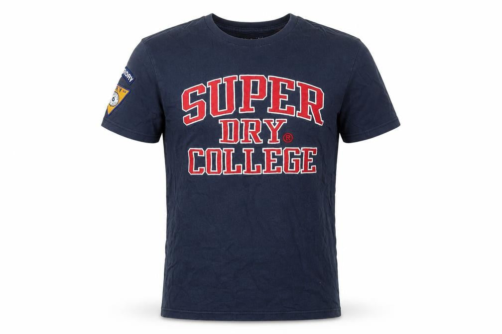 Superdry Men's Navy College Graphic T-Shirt Medium Cotton