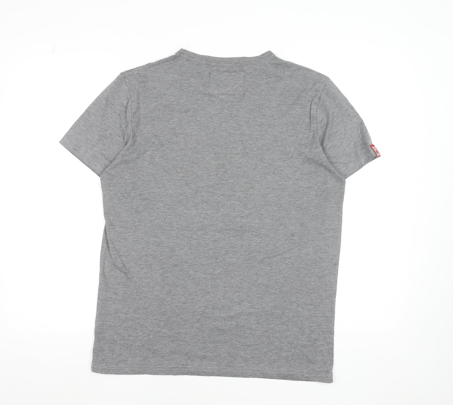 Paraffin Men's Grey Graphic Print Crew Neck Cotton T-Shirt Size M