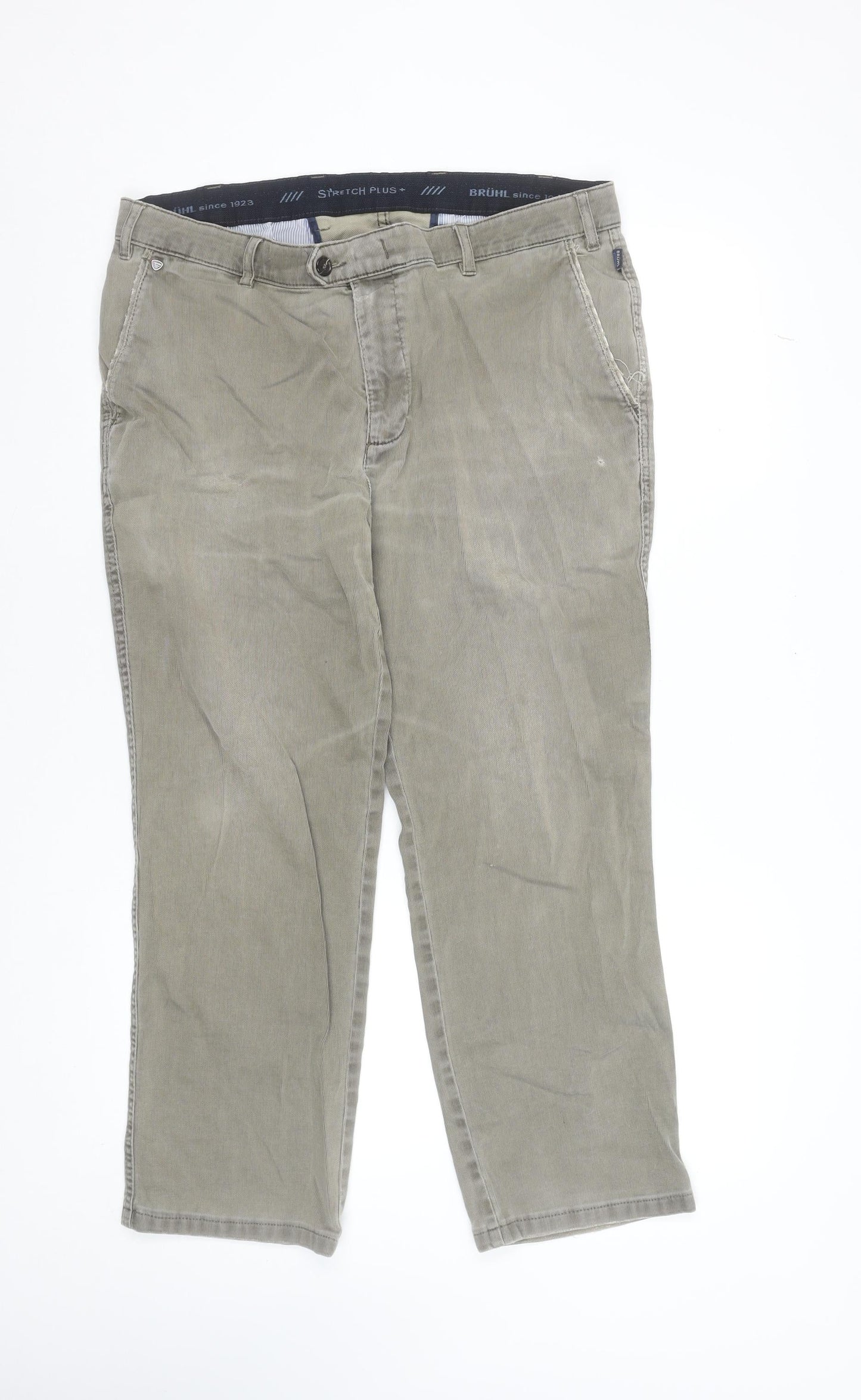 Brühl Mens Beige Stretch Cotton Corduroy Straight Jeans 36S