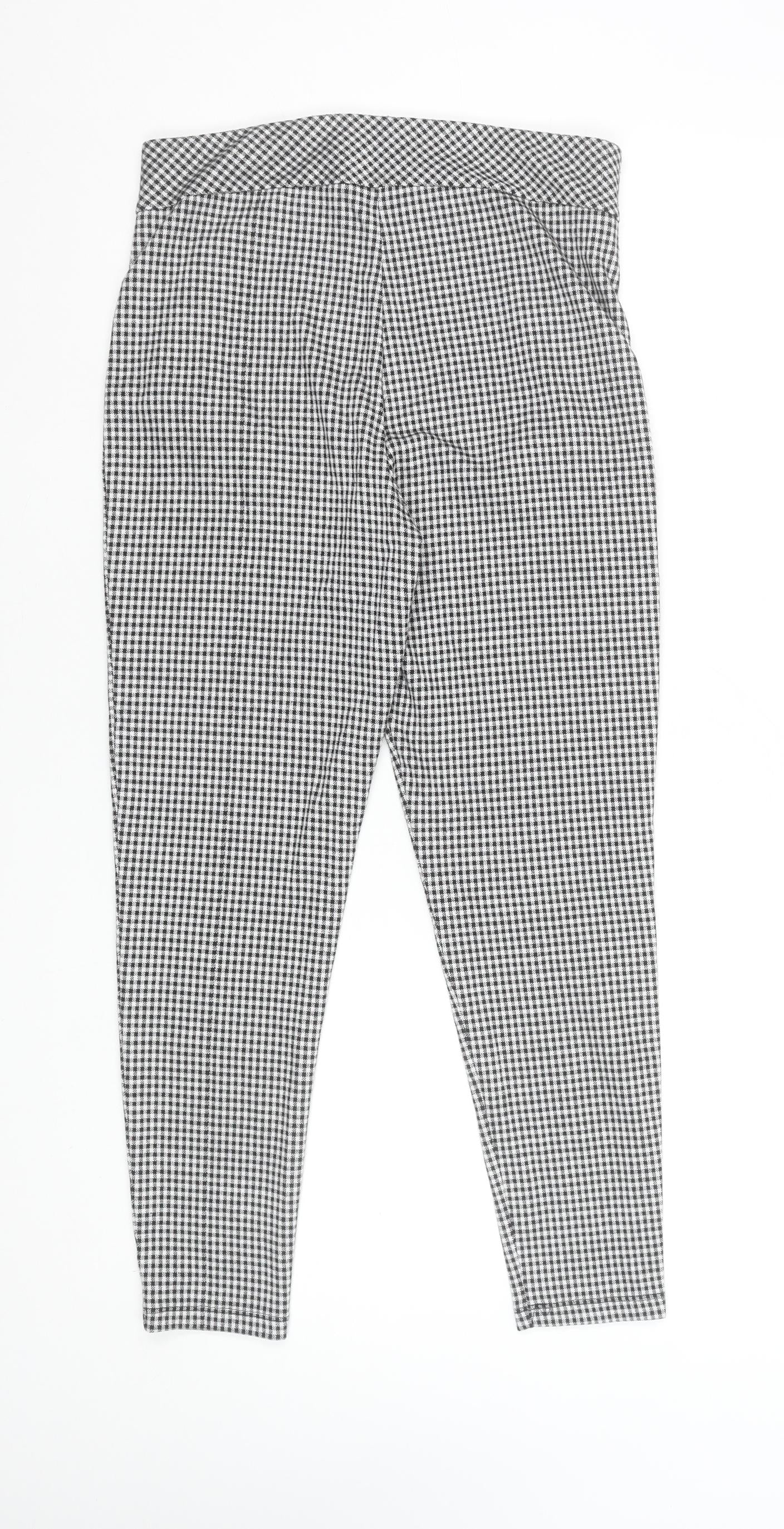 Marks and Spencer Women's Black Check Ankle Leggings Size 10