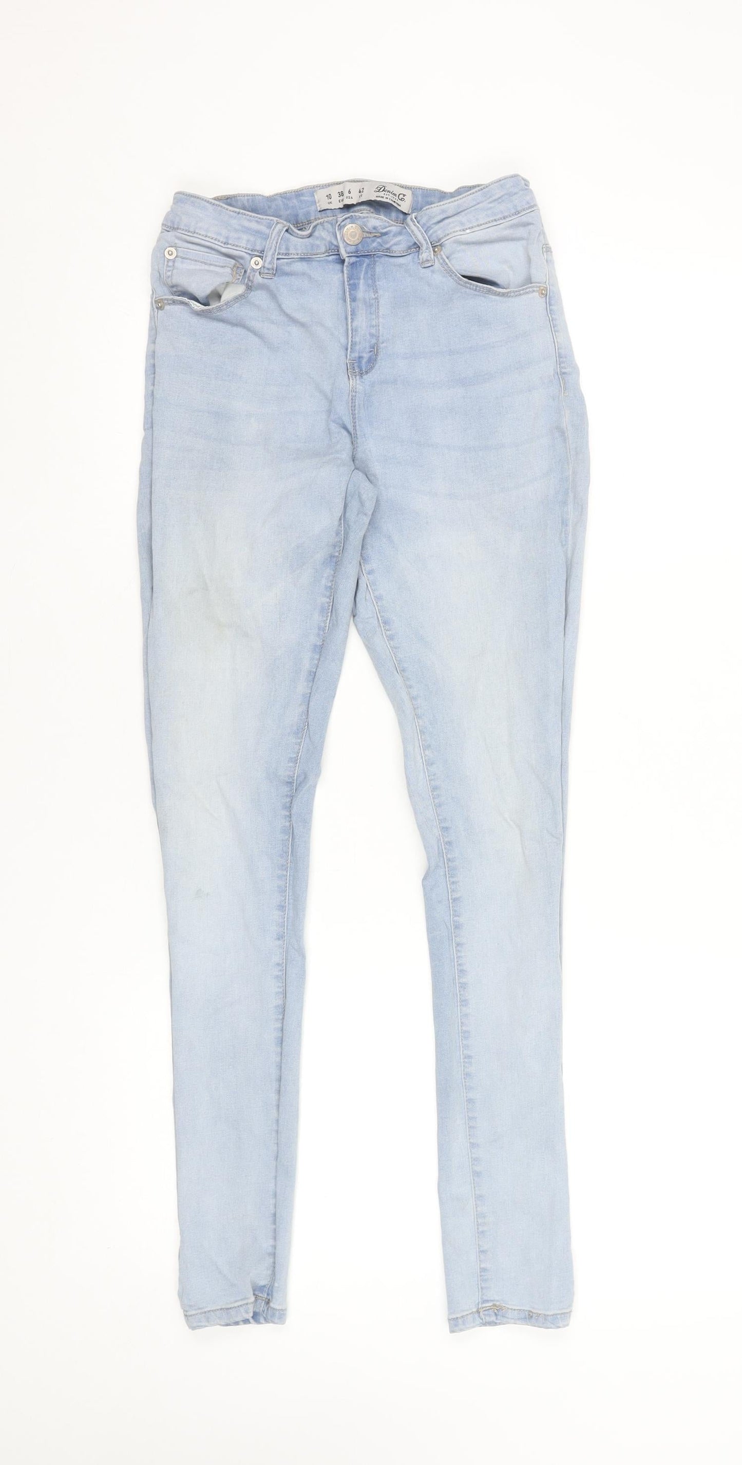 Denim Co. Women's Blue Skinny Jeans Size 10 Regular Fit Stretch Denim