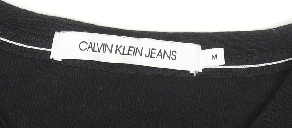 Calvin Klein Jeans Men's Black Cotton Logo T-Shirt Size M Regular Fit