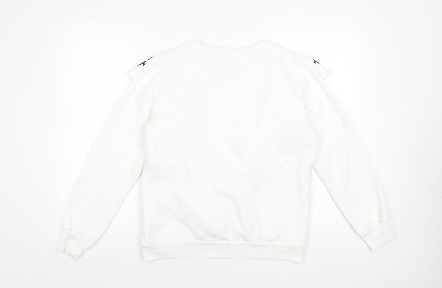 Savida Women White Embroidered Ruffle Sweatshirt Size 12
