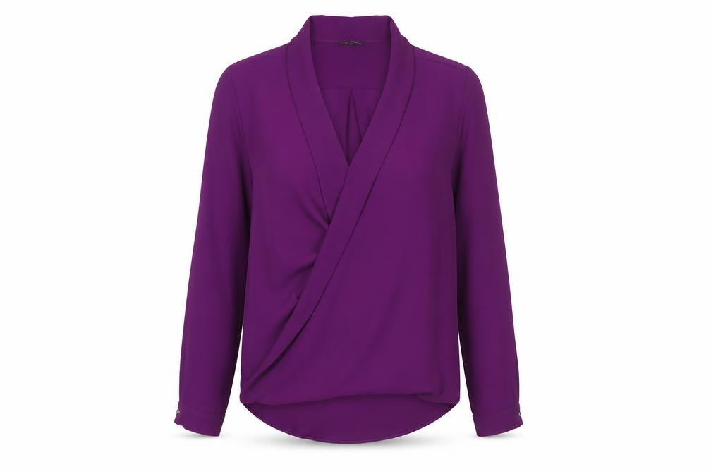 River Island Womens Purple Wrap Blouse UK 8 Long Sleeve V-Neck