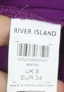 River Island Womens Purple Wrap Blouse UK 8 Long Sleeve V-Neck