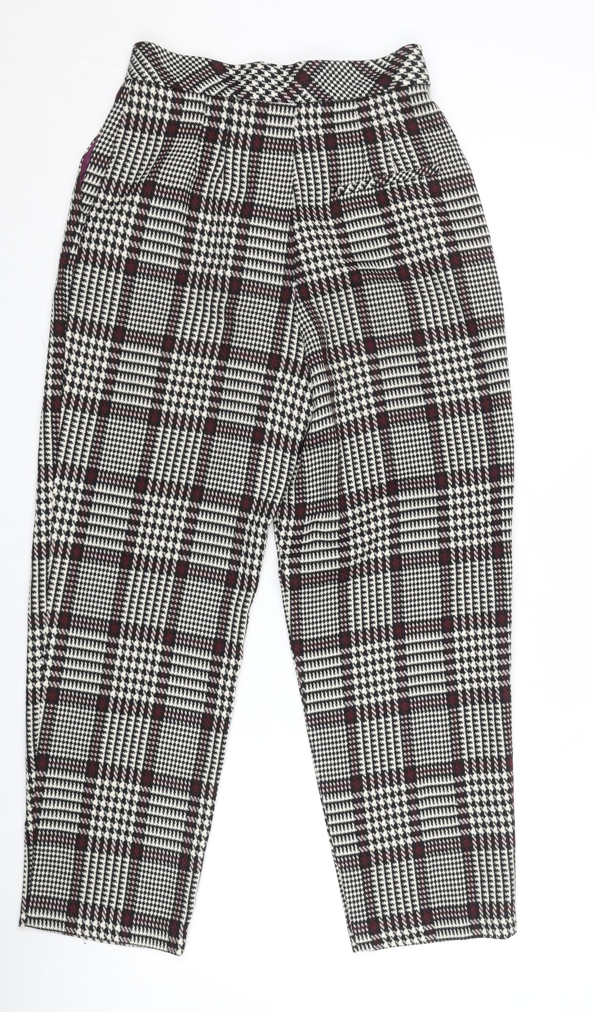 Topshop Women's Multicoloured Check High Rise Tapered Trousers UK 6