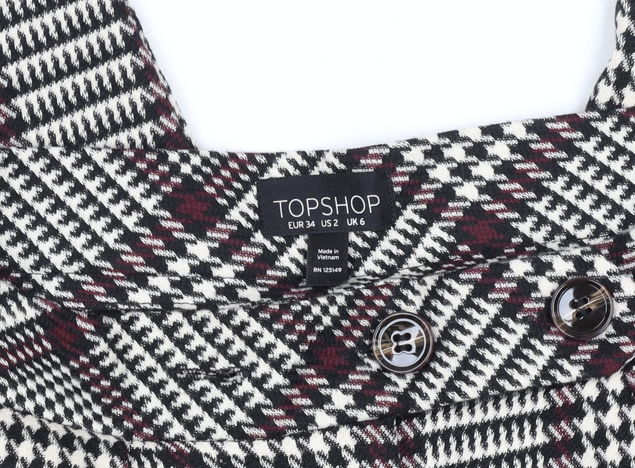 Topshop Women's Multicoloured Check High Rise Tapered Trousers UK 6