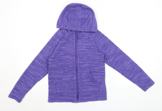 Mountain Warehouse Girls Purple Hooded Zip Fleece Jacket 9-10 Years