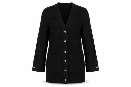 Zara Women Black Tweed Button Shift Dress Size S Long Sleeve