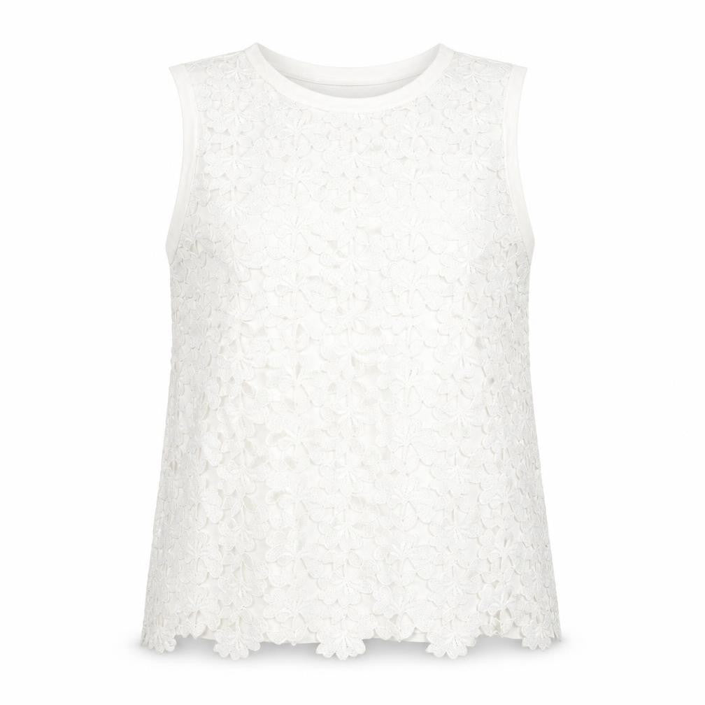Ann Taylor Women's White Lace Sleeveless Blouse M