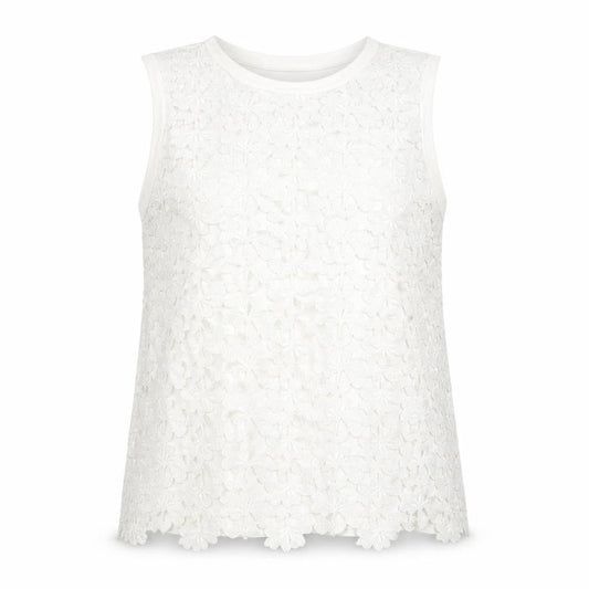 Ann Taylor Women's White Lace Sleeveless Blouse M