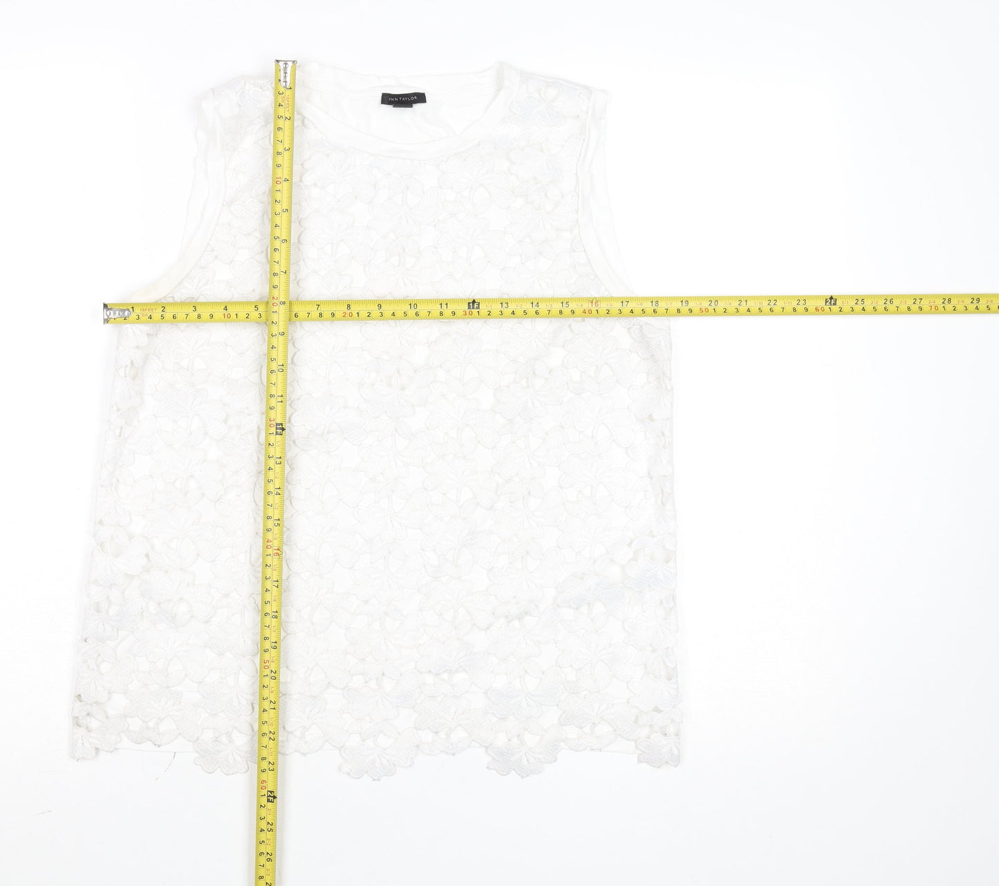 Ann Taylor Women's White Lace Sleeveless Blouse M