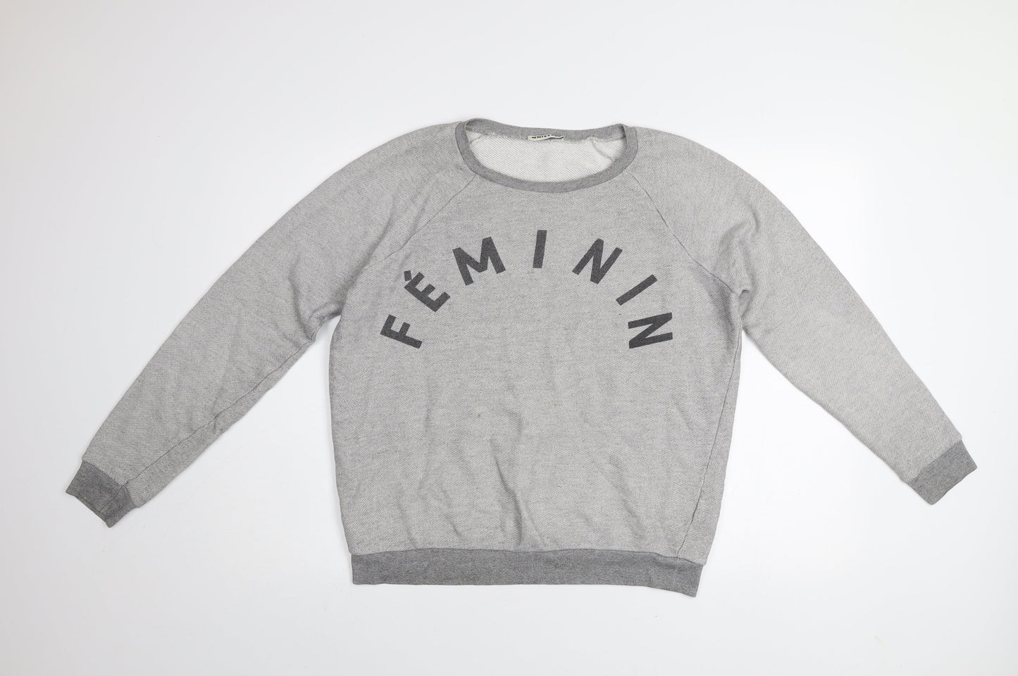 Whistles Women Grey Cotton Blend Pullover Sweatshirt UK 10
