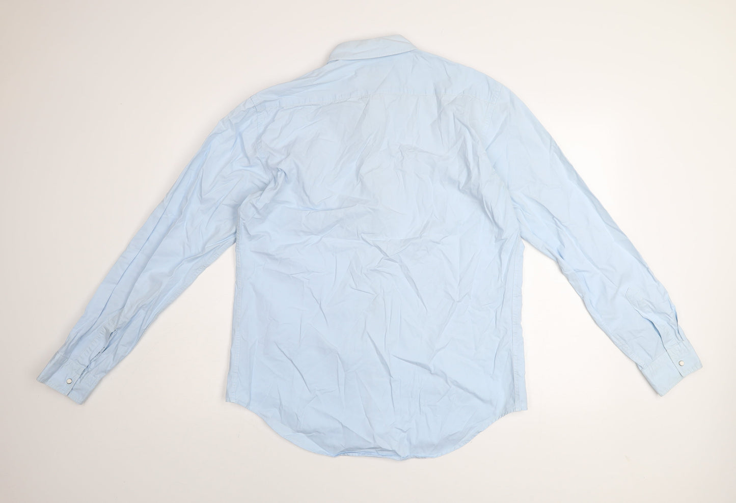Zara Man Blue Slim Fit Long Sleeve Button-Up Shirt Size L