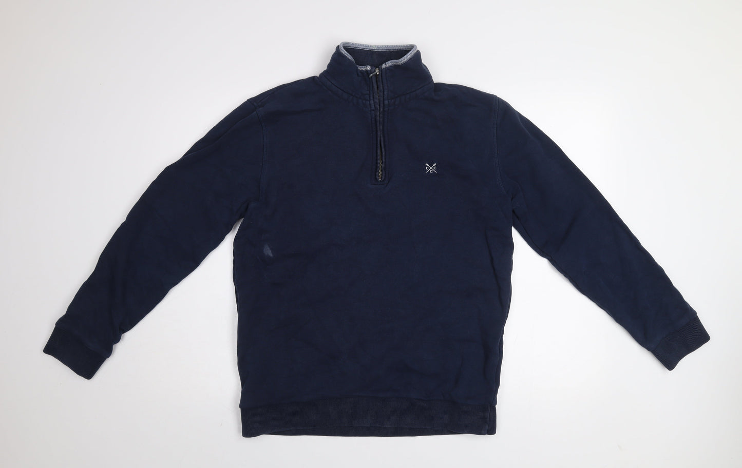Crew Clothing Co. Men's Blue 1/2 Zip Cotton Sweatshirt Size S